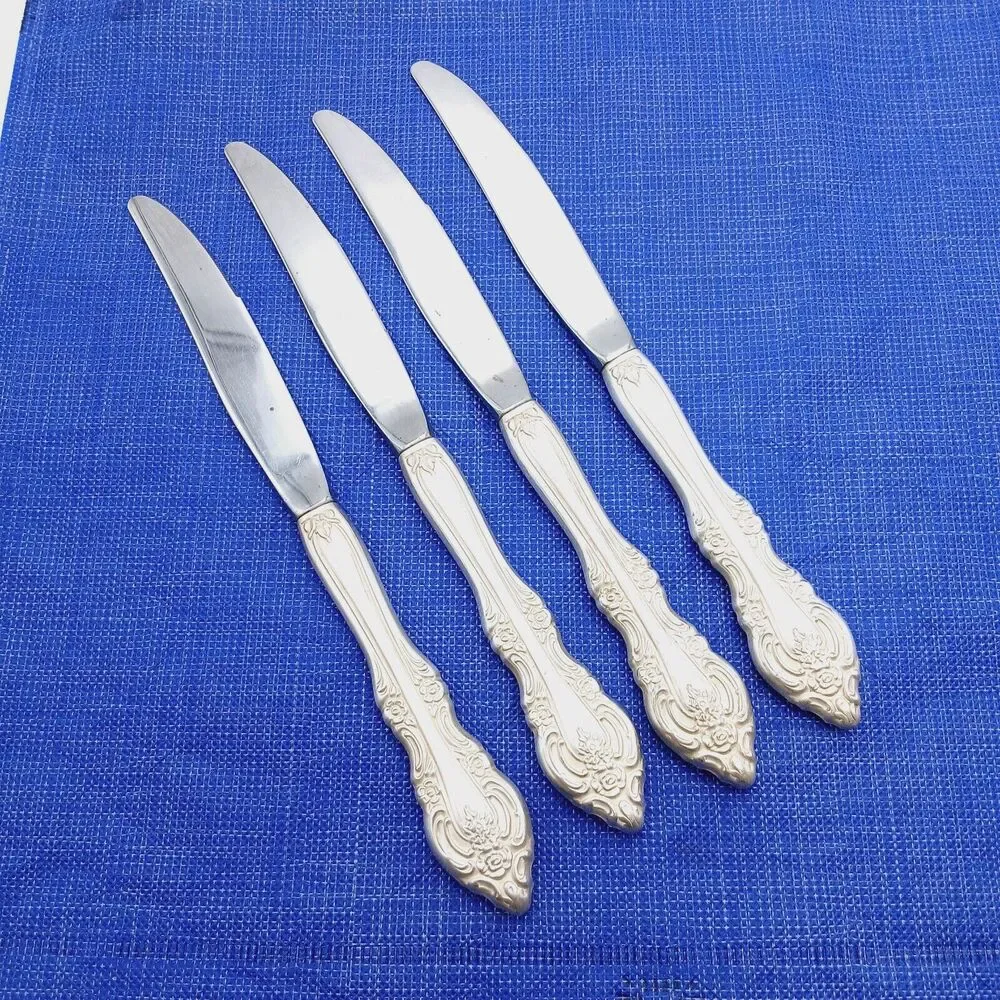 Oneida Community SILVER ARTISTRY Set 4 Dinner Knives Silverplate Flatware VTG